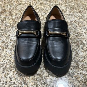 Mudd black with gold trim loafers